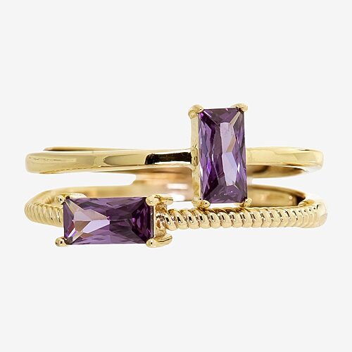 Sparkle Allure Birthstone Womens Red Cubic Zirconia 14K Gold Over Brass Ring Set, One Size, February