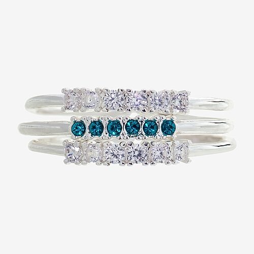 Sparkle Allure Birthstone Womens Red Cubic Zirconia Pure Silver Over Brass Ring Set, One Size, December