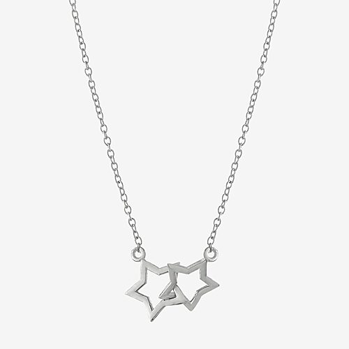 Silver Treasures Womens Sterling Silver Star 16 Inch Pendant Necklace, One Size