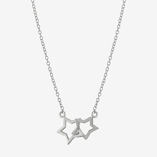 Silver Treasures Womens Sterling Silver Star 16 Inch Pendant Necklace