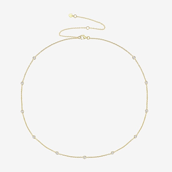 Diamond Addiction Womens 1/10 CT. T.W. Natural White Diamond 14K Gold Over Silver 16 Inch Pendant Necklace