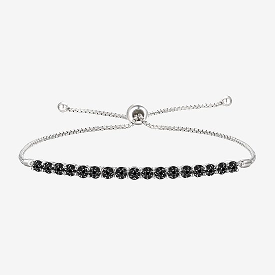 Womens 1/10 CT. T.W. Natural Black Diamond Sterling Silver Bolo Bracelet