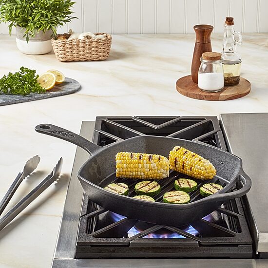 Mason Craft And More Square With Assist Handles 10 1/4 Inch Cast Iron Grill Pan