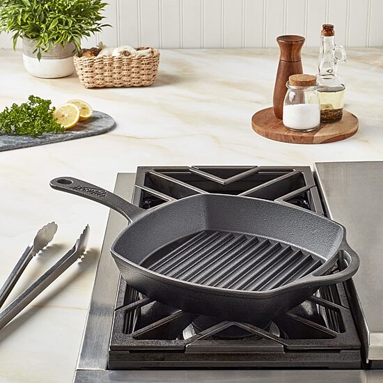 Mason Craft And More Square With Assist Handles 10 1/4 Inch Cast Iron Grill Pan