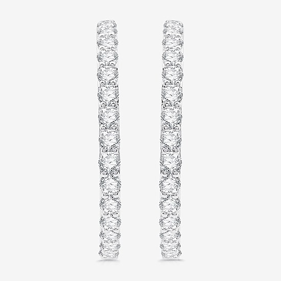 (H-I / Si2-I1) 5 CT. T.W. Lab Grown White Diamond 10K White or Yellow Gold 35mm Hoop Earrings