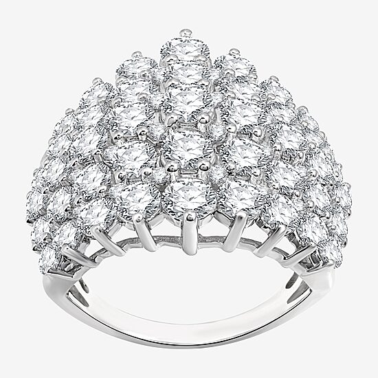 (H-I / Si2-I1) Womens 5 CT. T.W. Lab Grown White Diamond 10K White Gold Cocktail Ring