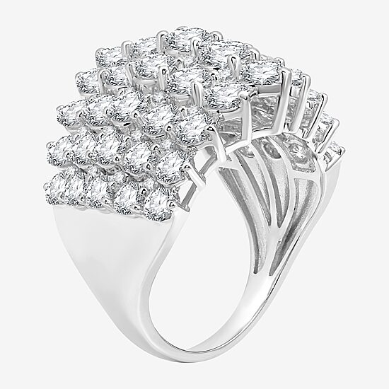 (H-I / Si2-I1) Womens 5 CT. T.W. Lab Grown White Diamond 10K White Gold Cocktail Ring