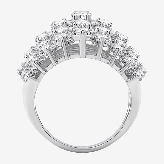 (H-I / Si2-I1) Womens 5 CT. T.W. Lab Grown White Diamond 10K White Gold Cocktail Ring
