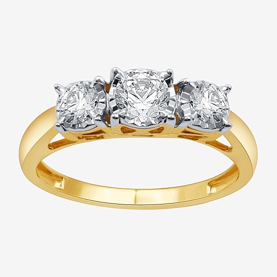I Said Yes (H-I / Si2-I1) Womens 3/4 CT. T.W. Lab Grown White Diamond Sterling Silver or 14K Gold Over Silver Round 3-Stone Engagement Ring