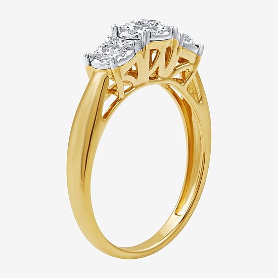 I Said Yes (H-I / Si2-I1) Womens 3/4 CT. T.W. Lab Grown White Diamond Sterling Silver or 14K Gold Over Silver Round 3-Stone Engagement Ring