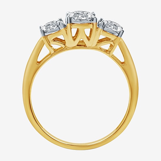 I Said Yes (H-I / Si2-I1) Womens 3/4 CT. T.W. Lab Grown White Diamond Sterling Silver or 14K Gold Over Silver Round 3-Stone Engagement Ring
