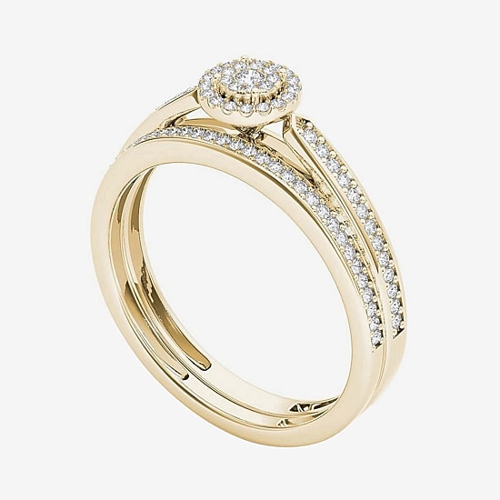 1/4 CT.T.W. Natural Diamond 10K Yellow Gold Bridal Ring Set