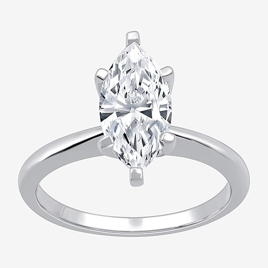 (G / SI2) Womens 2 CT. Lab-Grown White Diamond 14K Gold Marquise Solitaire Engagement Ring