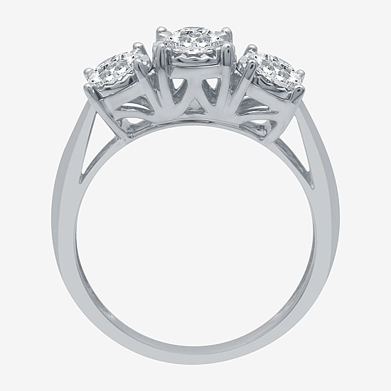 (G / SI1-SI2) Womens 1 CT. T.W. Lab Grown White Diamond 10K Gold Round 3-Stone Engagement Ring