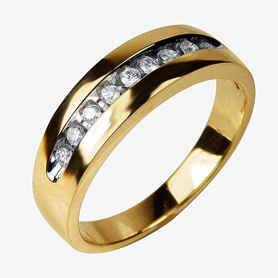 Mens 6.5MM 1/4 CT. T.W. Natural Diamond 14K Gold Wedding Band