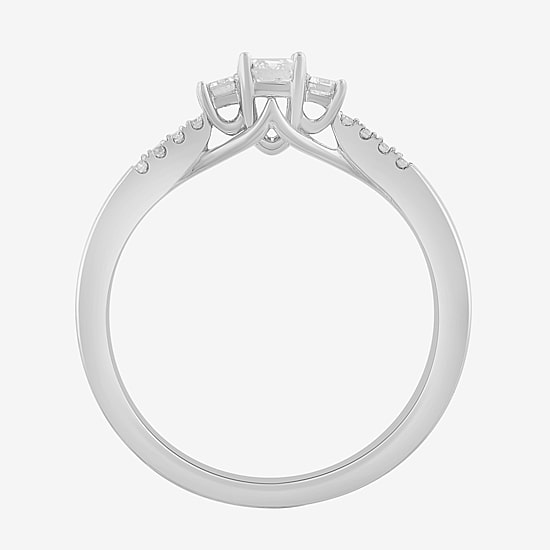 Love Lives Forever Love Lives Forever (H-I / Si2) Womens 1/2 CT. T.W. Lab Grown White Diamond 10K Gold Side Stone 3-Stone Engagement Ring