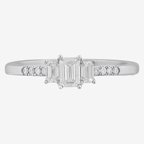 Love Lives Forever Love Lives Forever (H-I / Si2) Womens 1/2 CT. T.W. Lab Grown White Diamond 10K Gold Side Stone 3-Stone Engagement Ring, 8 1/2, Whit