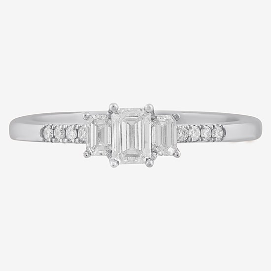 Love Lives Forever Love Lives Forever (H-I / Si2) Womens 1/2 CT. T.W. Lab Grown White Diamond 10K Gold Side Stone 3-Stone Engagement Ring