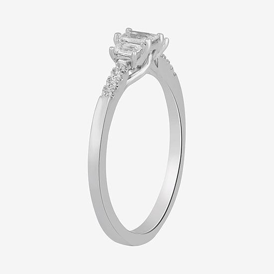 Love Lives Forever Love Lives Forever (H-I / Si2) Womens 1/2 CT. T.W. Lab Grown White Diamond 10K Gold Side Stone 3-Stone Engagement Ring