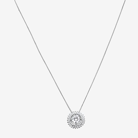 DiamonArt® Womens White Cubic Zirconia Sterling Silver Starburst Pendant Necklace