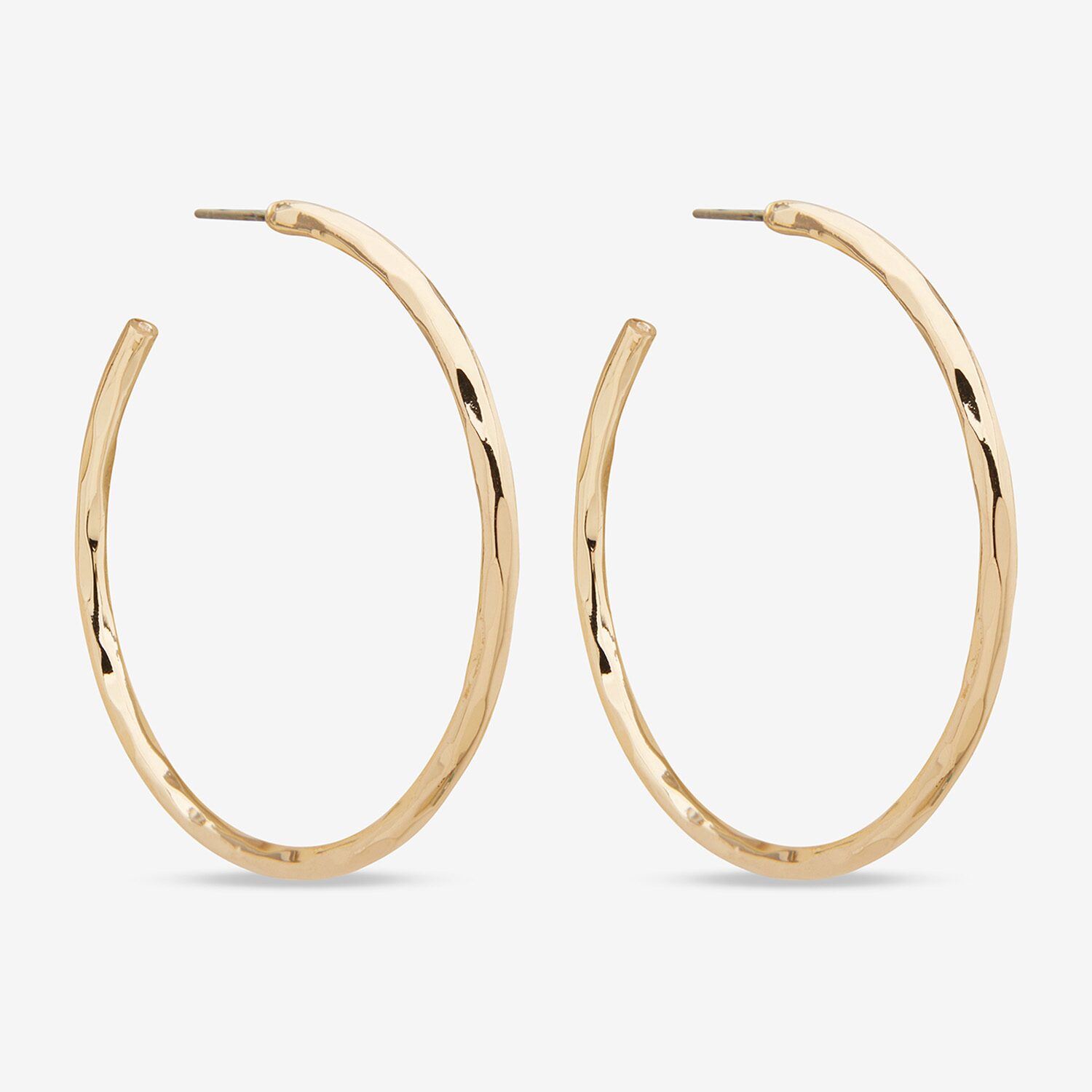 Worthington Silver Tone Hammered C Womens 50.8mm Hoop Earrings