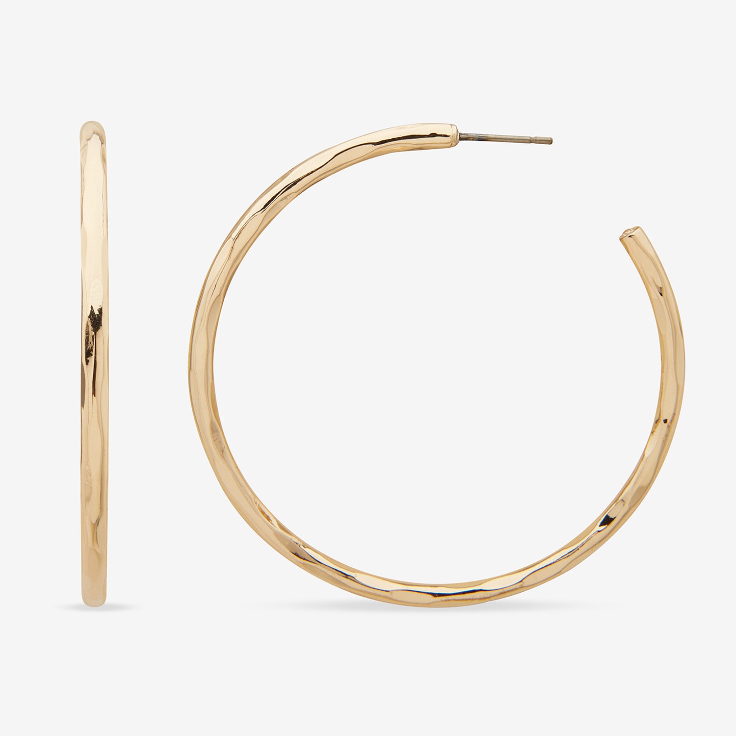 Worthington Silver Tone Hammered C Womens 50.8mm Hoop Earrings