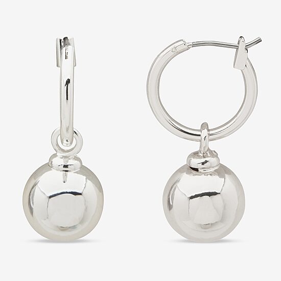 Worthington Silver Tone Womens 30.5mm Ball Hoop Earrings