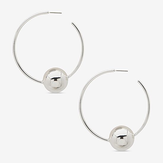 Worthington Silver Tone Womens 63.5mm Hoop Earrings