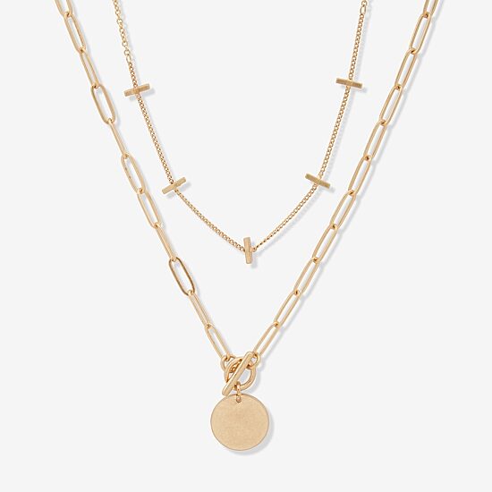 A.N.A Toggle Coin Pendant Womens 18 Inch Strand Necklace