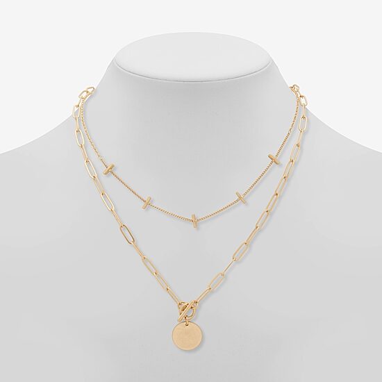 A.N.A Toggle Coin Pendant Womens 18 Inch Strand Necklace
