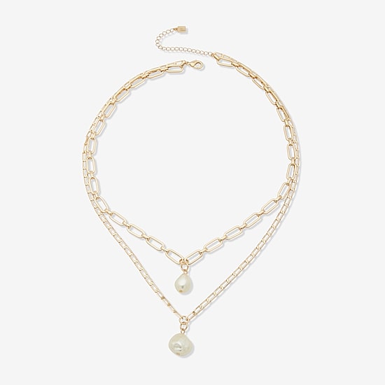 Worthington Pendant Womens White 21 Inch Strand Necklace