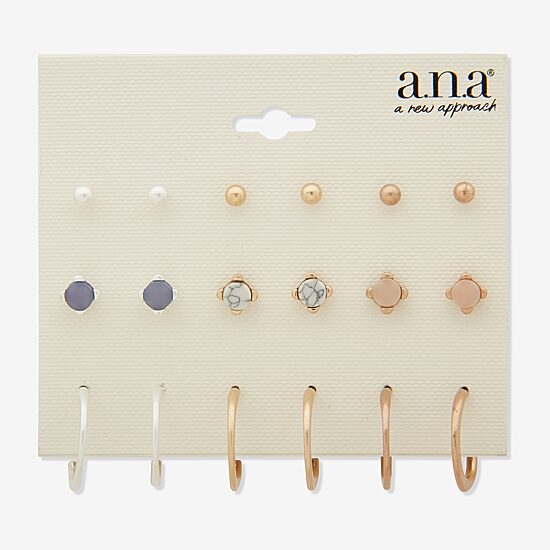 A.N.A Womens Hypoallergenic 9 Pair Earring Set