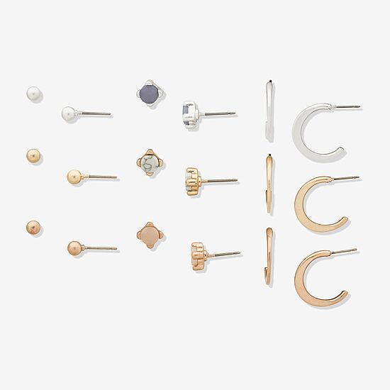 A.N.A Womens Hypoallergenic 9 Pair Earring Set