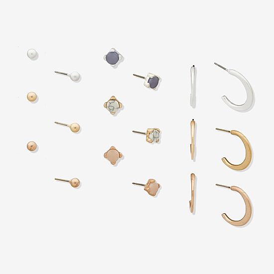 A.N.A Womens Hypoallergenic 9 Pair Earring Set