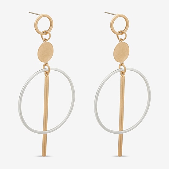 a.n.a Two Tone Circle Linear 86.4mm Womens Drop Earrings