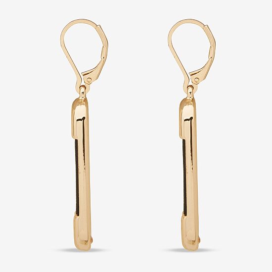 Worthington Gold Tone & Black Leather  Link Womens Paperclip Drop Earrings