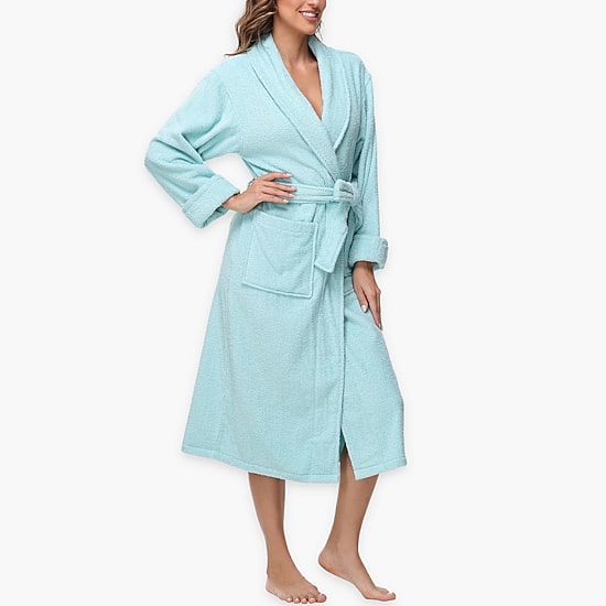 INK+IVY Womens Long Sleeve Knee Length Robe