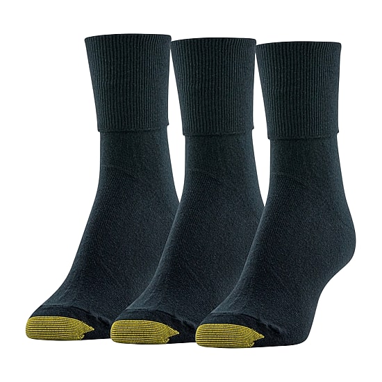 Gold Toe Casual Womens Multi-Pack 3 Pair Plus Tall Turncuff Socks