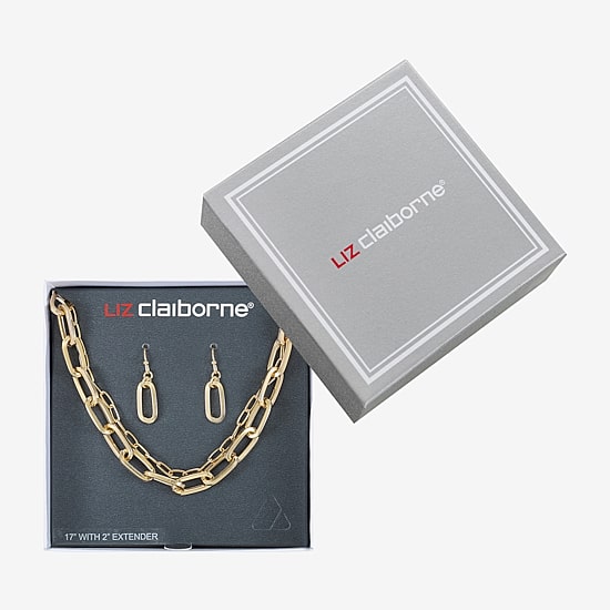 Liz Claiborne Layered Necklace And Drop Earring Womens 2-pc. Jewelry Set