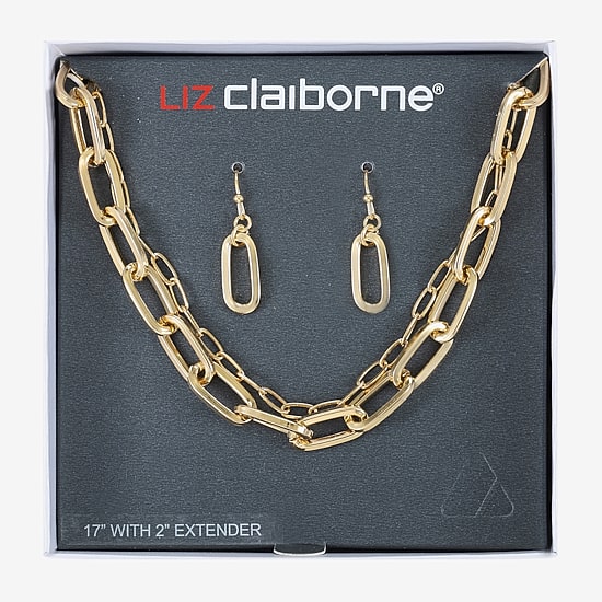 Liz Claiborne Layered Necklace And Drop Earring Womens 2-pc. Jewelry Set