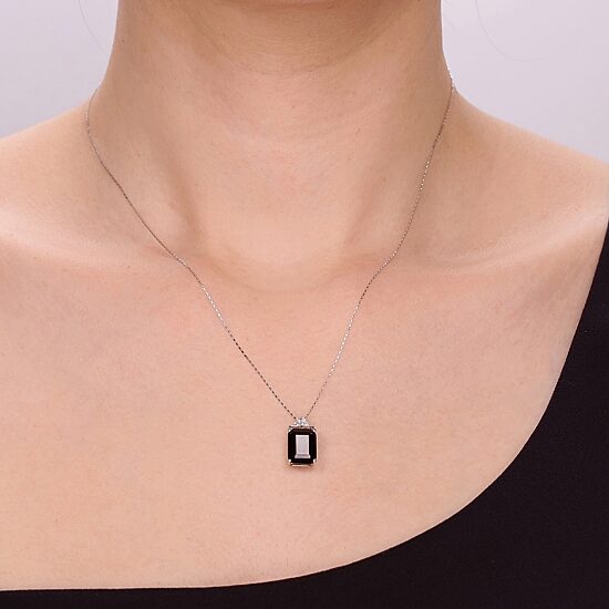 Womens Genuine Black Onyx Sterling Silver 18 Inch Pendant Necklace