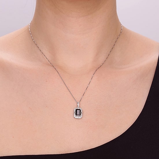 Womens Genuine Black Onyx Sterling Silver 18 Inch Pendant Necklace