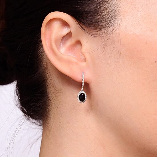 Womens Genuine Black Onyx Sterling Silver Drop Earrings