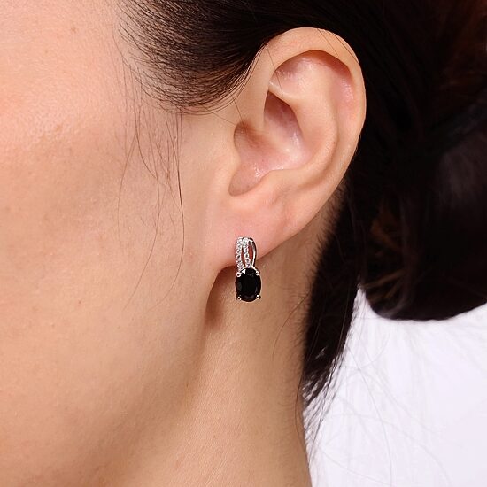 Womens Genuine Black Onyx Sterling Silver Drop Earrings