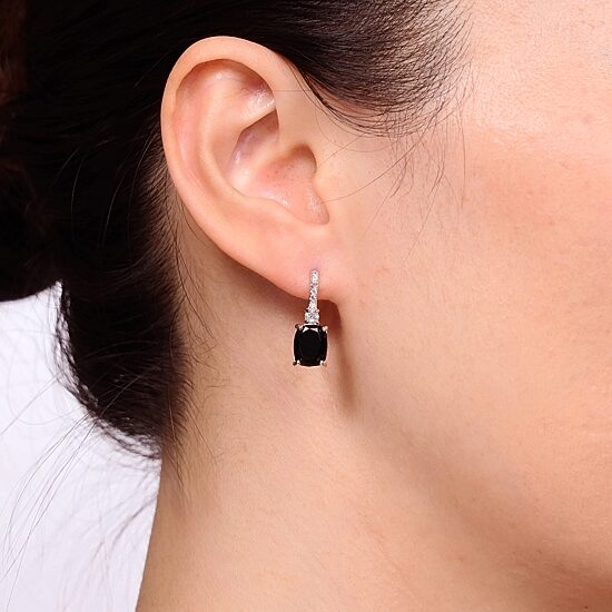 Womens Genuine Black Onyx Sterling Silver Drop Earrings