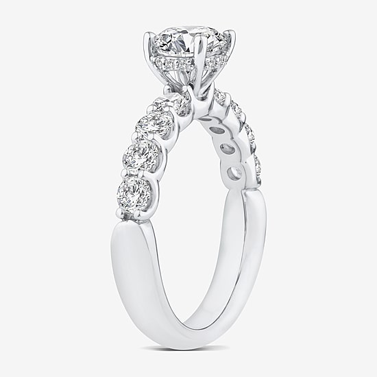Signature By Modern Bride (G / Si1-Si2) Womens 2 CT. T.W. Lab Grown White Diamond 10K White or Yellow Gold Round Side Stone Engagement Ring