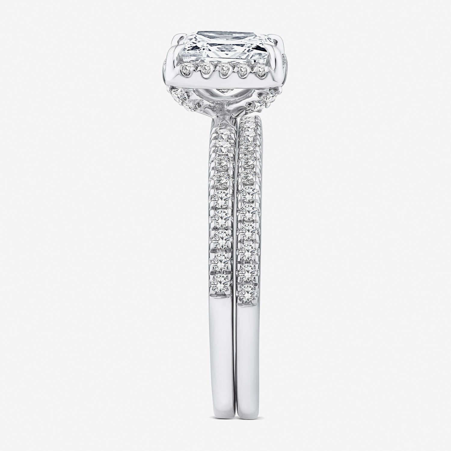 Signature By Modern Bride (G / Si1-Si2) Womens 2 CT. T.W. Lab Grown White Diamond 10K Gold Side Stone Halo Bridal Set