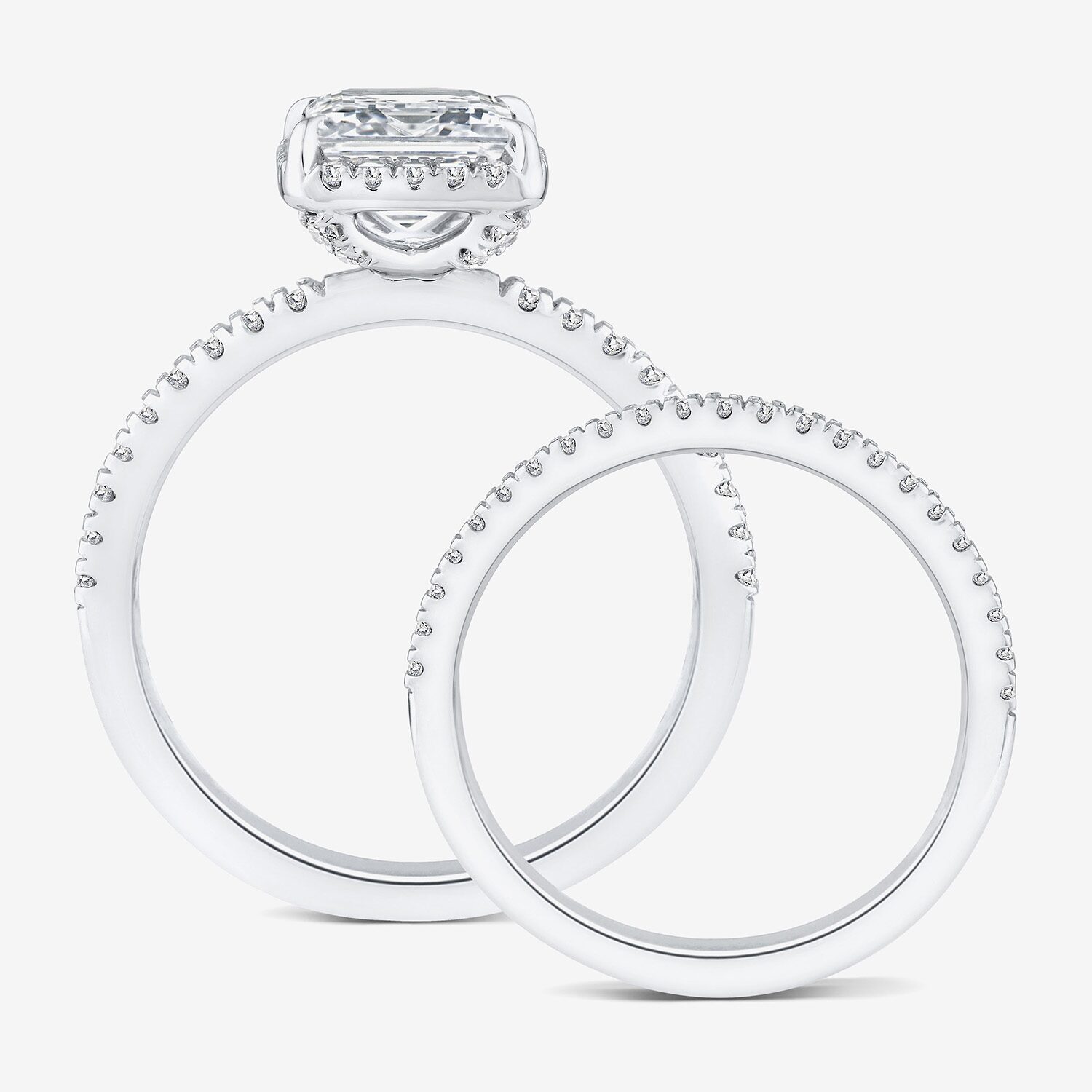 Signature By Modern Bride (G / Si1-Si2) Womens 2 CT. T.W. Lab Grown White Diamond 10K Gold Side Stone Halo Bridal Set