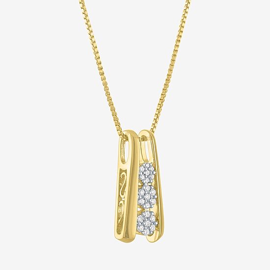 Diamond Blossom Linear (G-H / Si2-I1) Womens 1/10 CT. T.W. Lab Grown White Diamond 14K Gold Over Silver 18 Inch Pendant Necklace