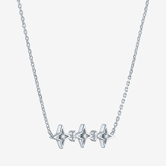 Diamond Accent (G-H / Si2-I1) Womens Diamond Accent Lab Grown White Diamond Sterling Silver Star 18 Inch Pendant Necklace